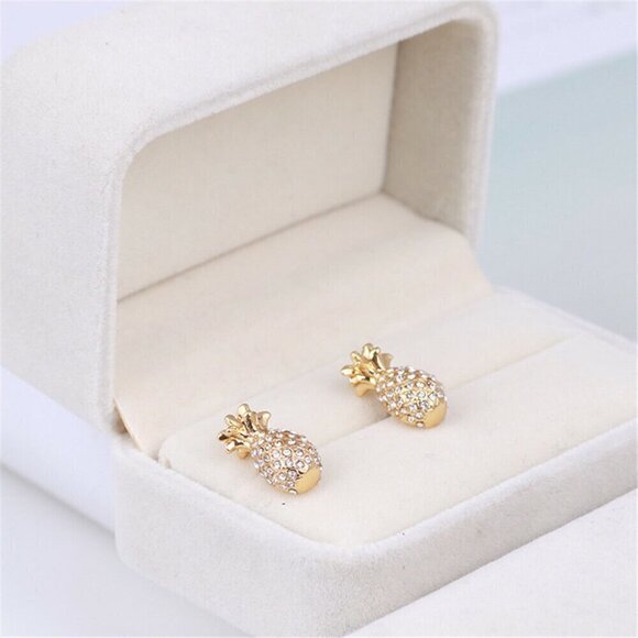 Kate Spade New York By the Pool Pave Pineapple Mini Stud Earrings - Picture 6 of 6